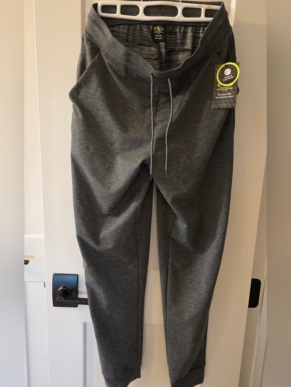 NWT Athletic Works Men's Charcoal Drawstring Joggers Size 28-30" Waist